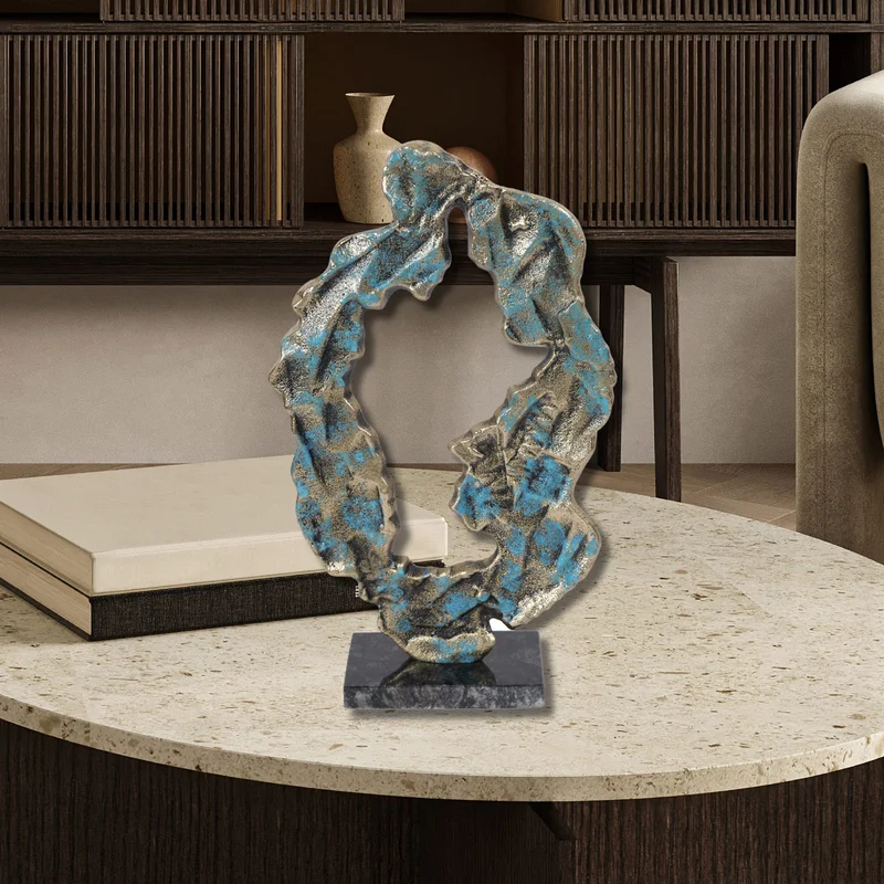 Blue Gold Aluminium Patina Table Sculpture - Home & Kitchen by Orobe