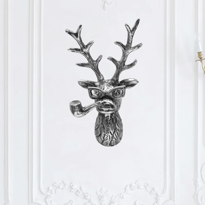 Handcrafted Aluminum Deer Head Wall Sculpture, Silver Electroplated Finish - Home & Kitchen by Orobe