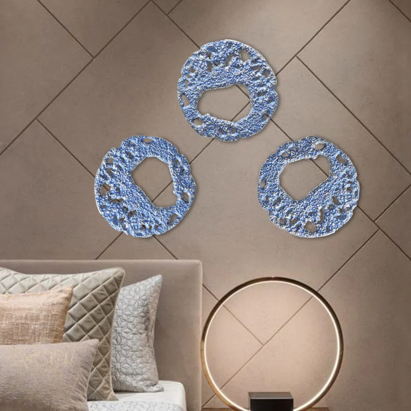 Cocovey Blue Luminance: Trio of Aluminium Wall Artifacts - Home & Kitchen by Orobe