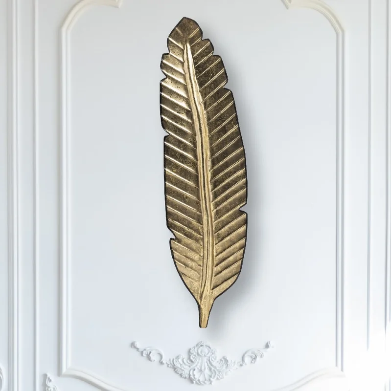 Cocovey Golden Foil Banana Leaf Metal Wall Art – Handcrafted Elegant Wall Decor - Home & Kitchen by Orobe