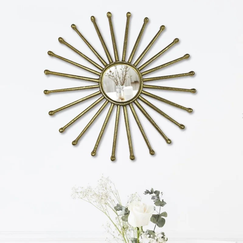 Cocovey Radiant Sunburst Gold Wall Mirror – Handcrafted Luxury Decor - Home & Kitchen by Orobe