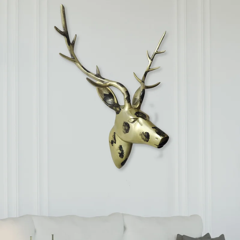 Handcrafted Champagne Gold Deer Head Wall Decor - Home & Kitchen by Orobe