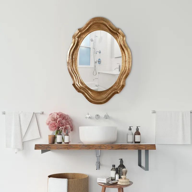 Gleaming Gold Stainless Steel Wall Mirror by Cocovey - Home & Kitchen by Orobe