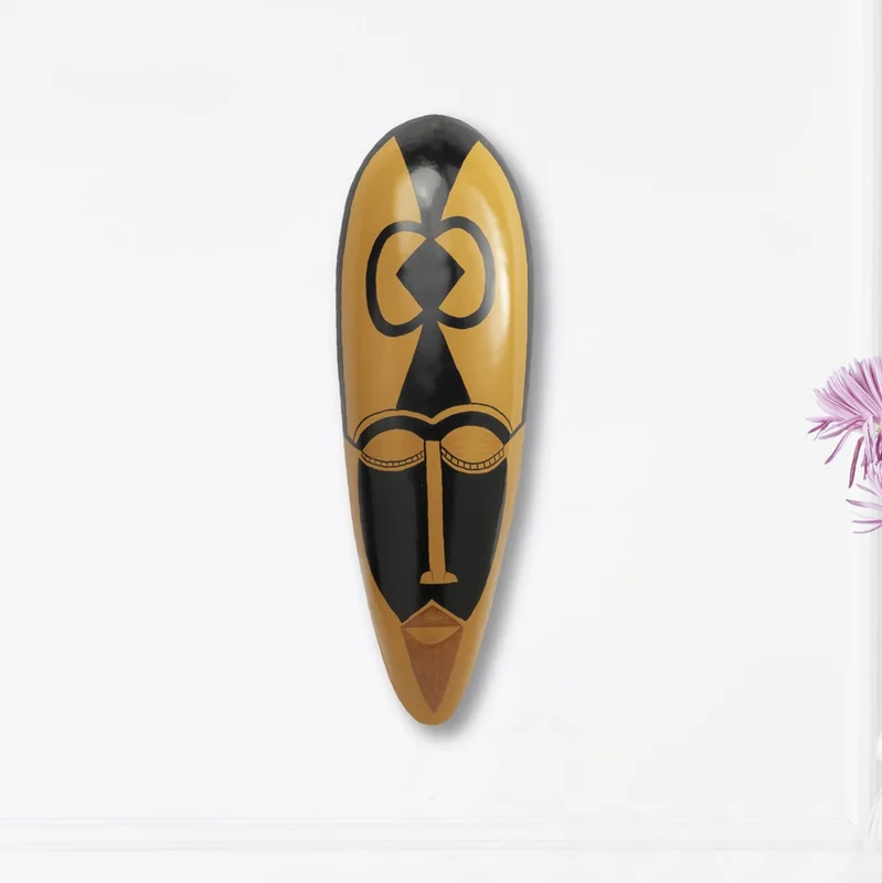 Hand-Painted Metal Wall Mask, Mustard Heritage - Home & Kitchen by Orobe