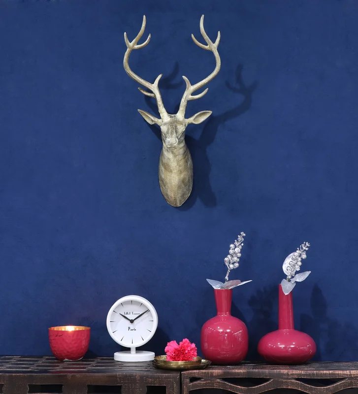 Cocovey Handcrafted Matte Gold Deer Head Wall Sculpture – Elegant Faux Animal Bust - Home & Kitchen by Orobe