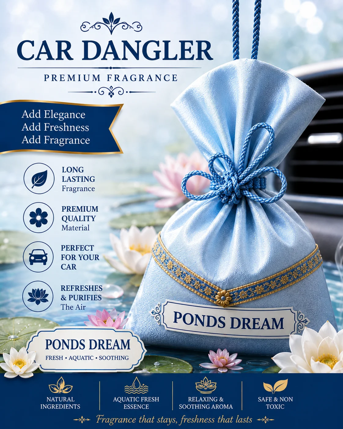 Ponds Dream Floral Dangler Pouch - Home & Kitchen by Brigis Herbal Products