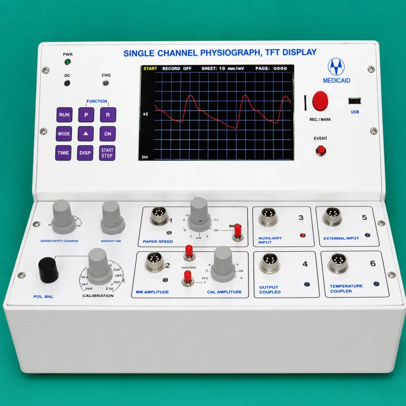 Single Channel Student Physiograph with LCD for ECG - Healthcare & Medical by R.S. Enterprises