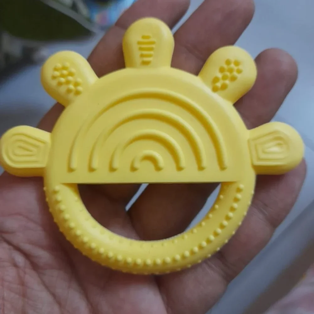 Yellow Five Finger Food Grade Silicone Teether - Plastics & Rubber by Shree Anant International