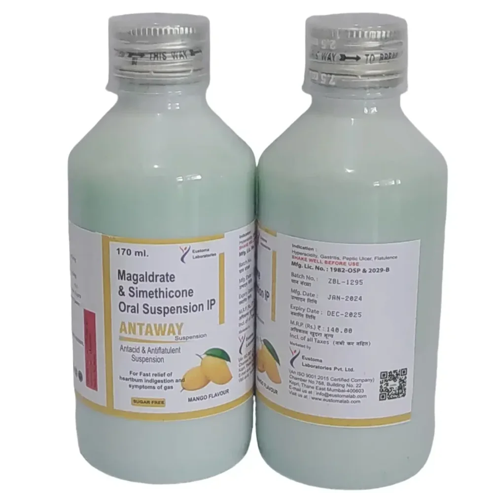 Antaway Suspension 170ml (magaldrate 400mg & Simethicone 60mg) - Healthcare & Medical by Eustoma Laboratories Pvt. Ltd.