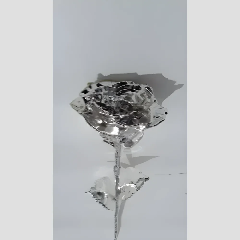 Metallic Silver Floral Rose Decor - Home & Kitchen by Nature Creation