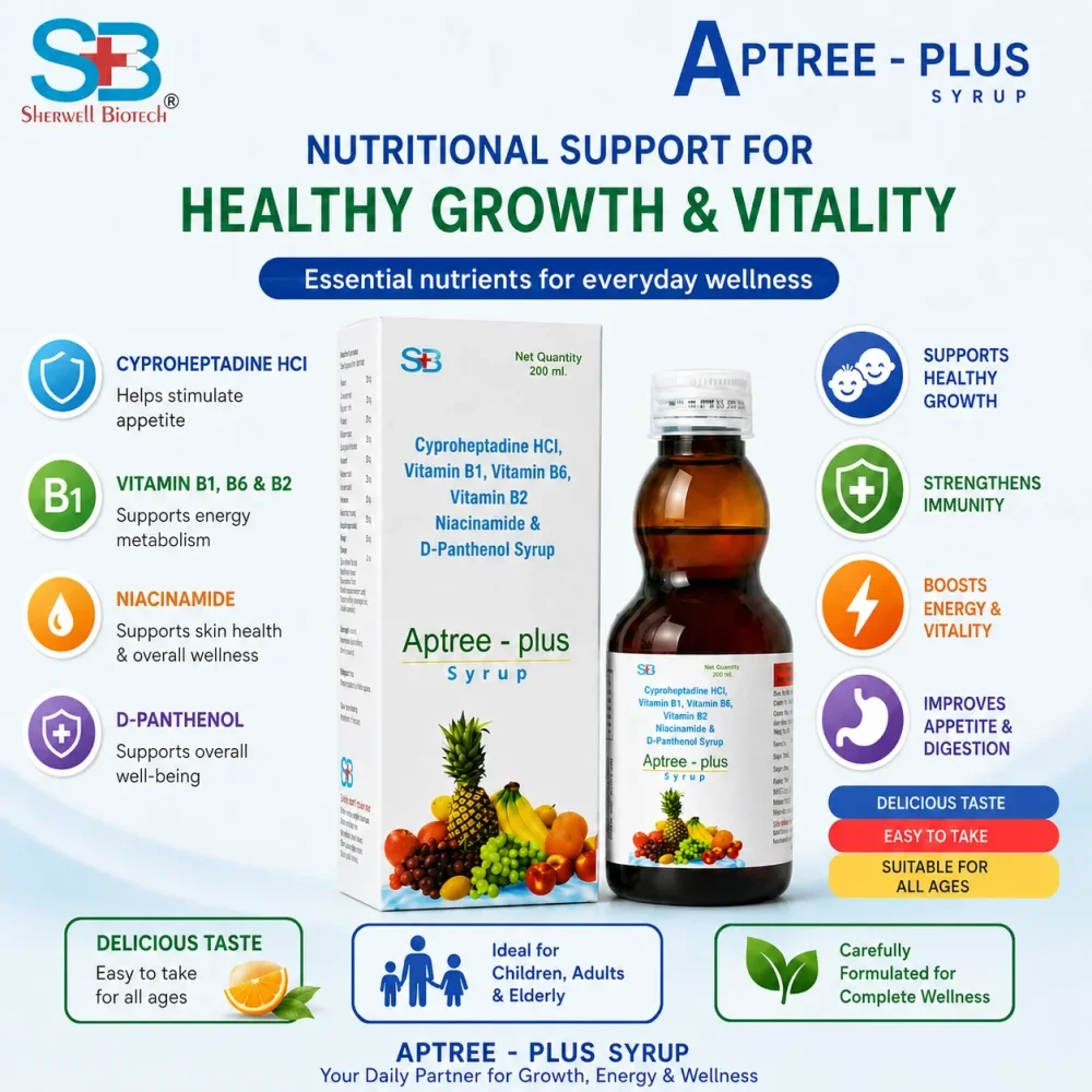 Aptree-Plus Cyproheptadine Vitamin B-Complex Syrup - Healthcare & Medical by Sherwell Biotech