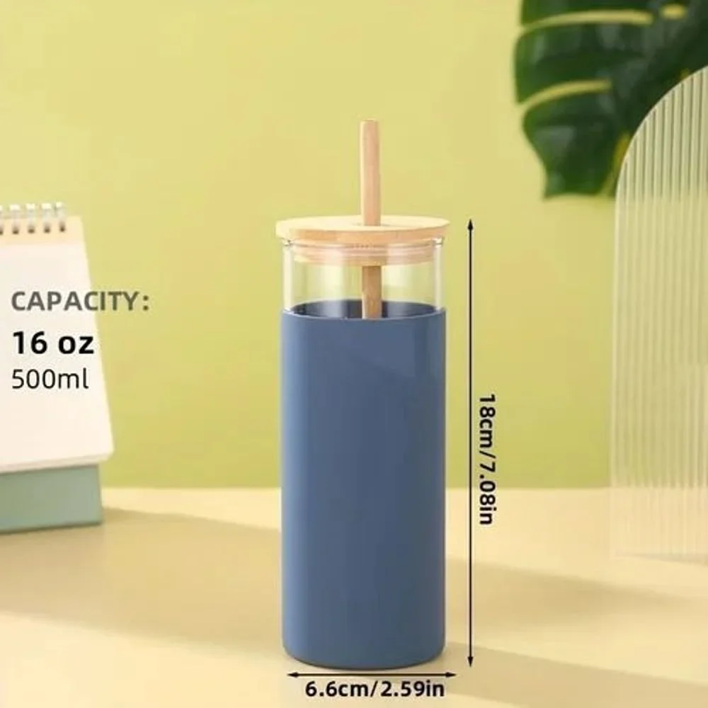 Borosilicate Glass Tumbler with Straw - Home & Kitchen by Y K Trading