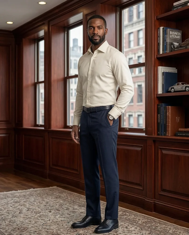 Men's Cream Cotton Blend Regular Fit Formal Shirt - Textiles & Apparel by G M Apparels