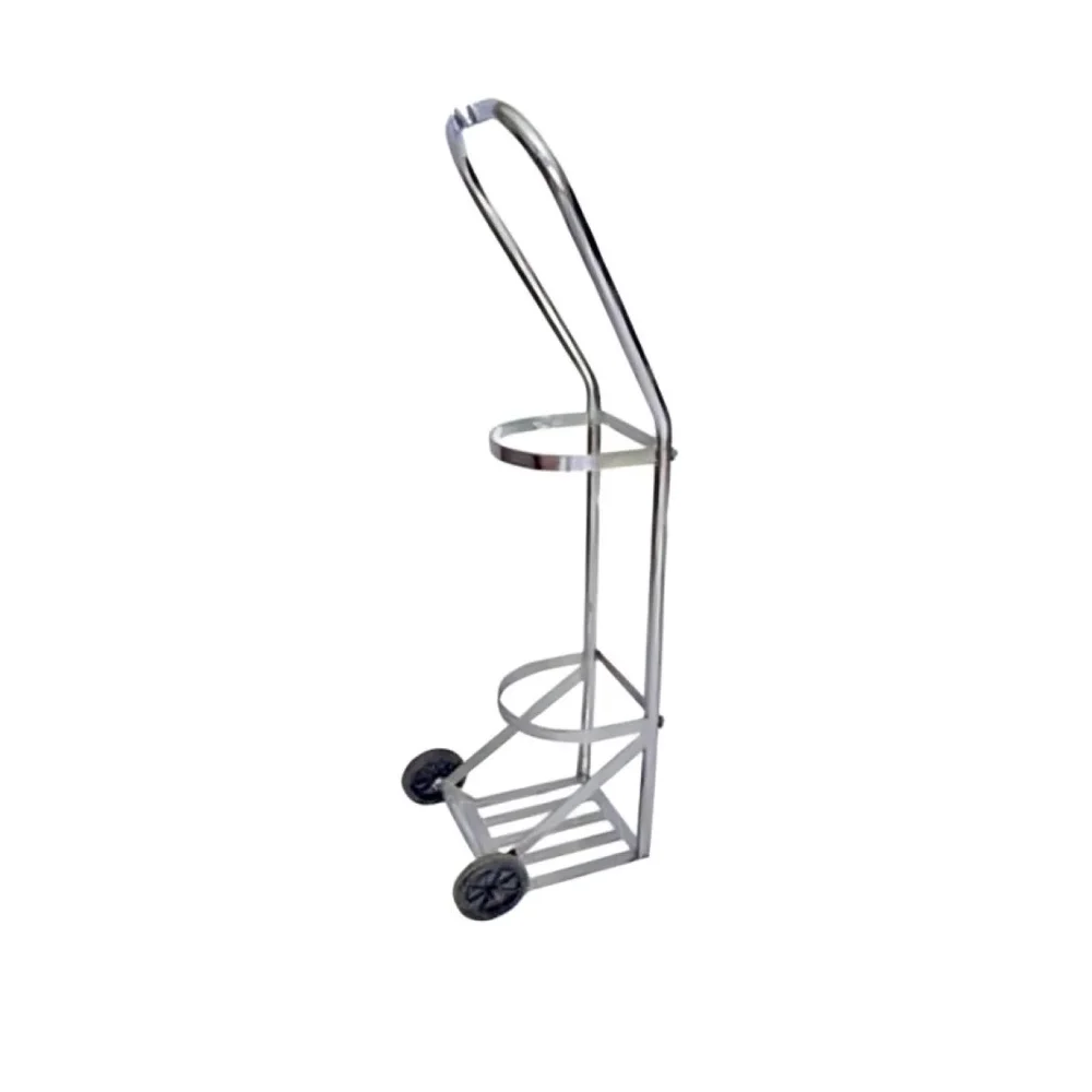 Polished Stainless Steel Oxygen Cylinder Trolley - Healthcare & Medical by Medicom International