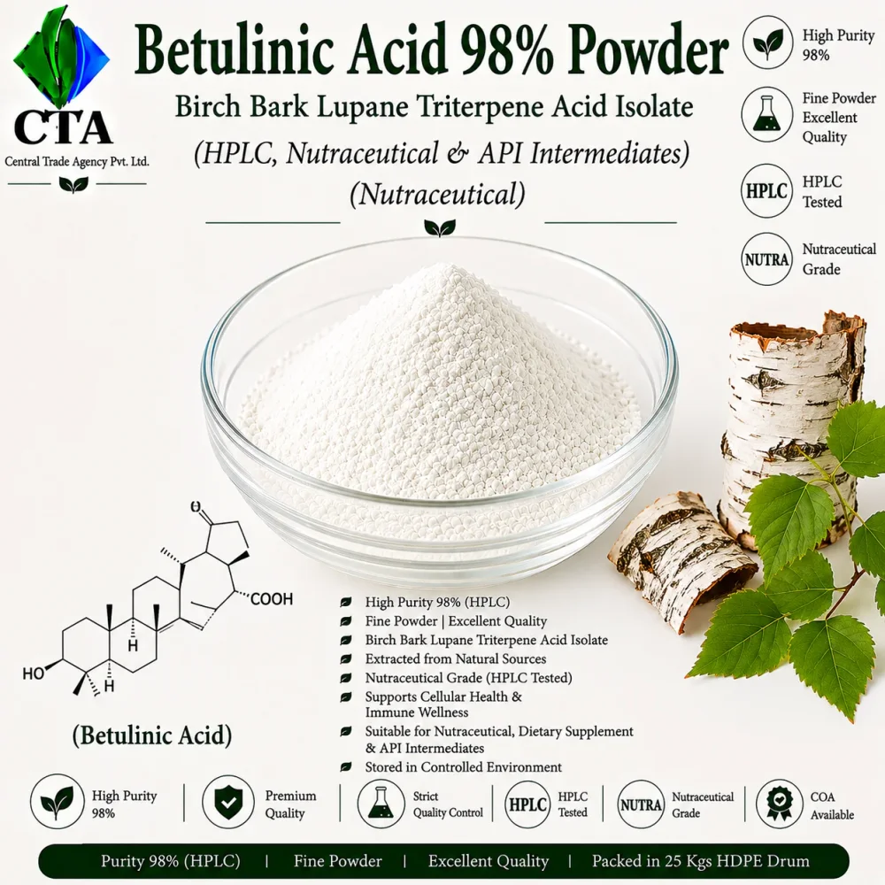 Betulinic Acid 98% Powder for API Intermediate Use - Chemicals & Raw Materials by Central Trade Agency Pvt. Ltd.
