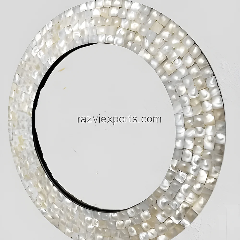 Round Mother of Pearl Wall Mirror - Home & Kitchen by Razvi Exports