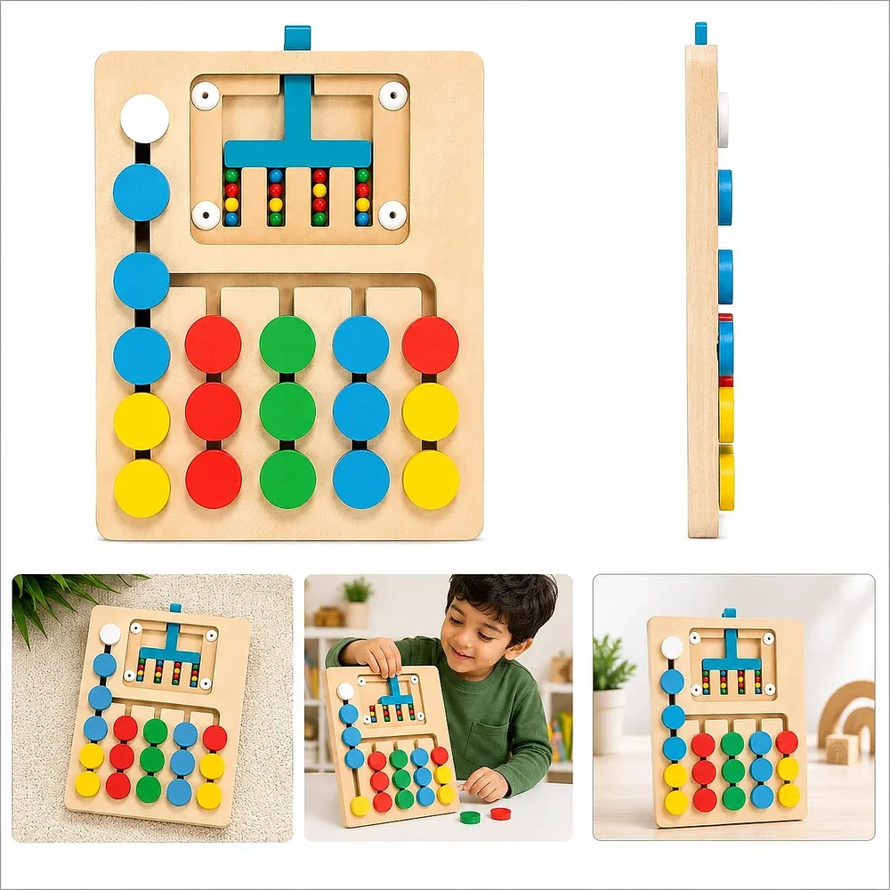 Wooden Educational 4 Colour Matching Game for Kids - Sports, Toys & Games by Vishva Guru Traders