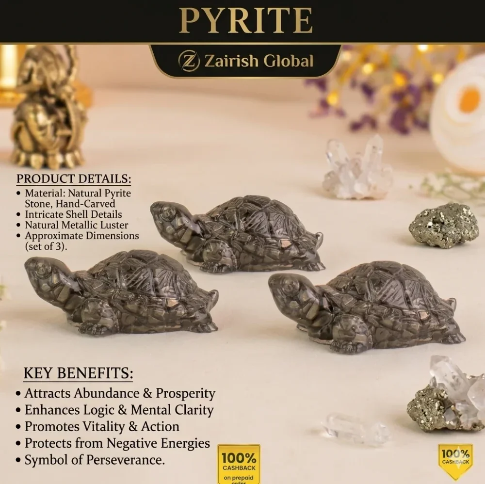 AAA Grade Pyrite Stone Turtle - Handicrafts & Gifts by Zairish Global