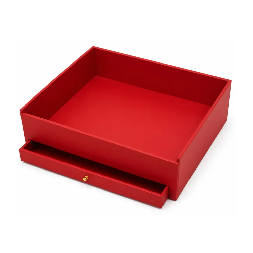 Leather Organizer Box with Drawer Tray - Footwear, Bags & Leather Goods by SB Leather & Home Furnishing LLP