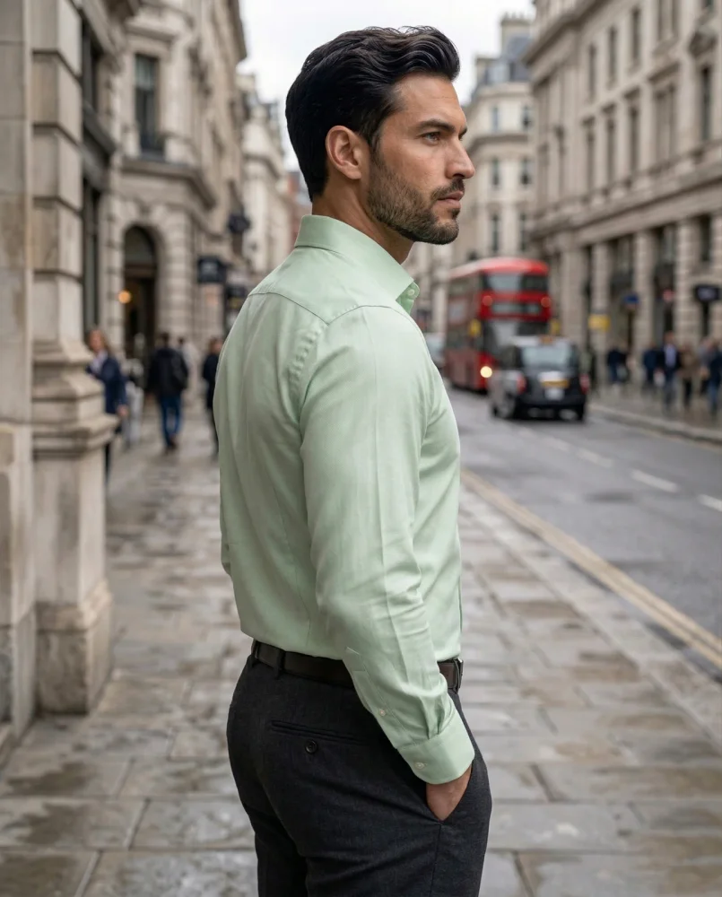 Light Green Men's Formal Cotton Blend Regular Fit Shirt - Textiles & Apparel by G M Apparels