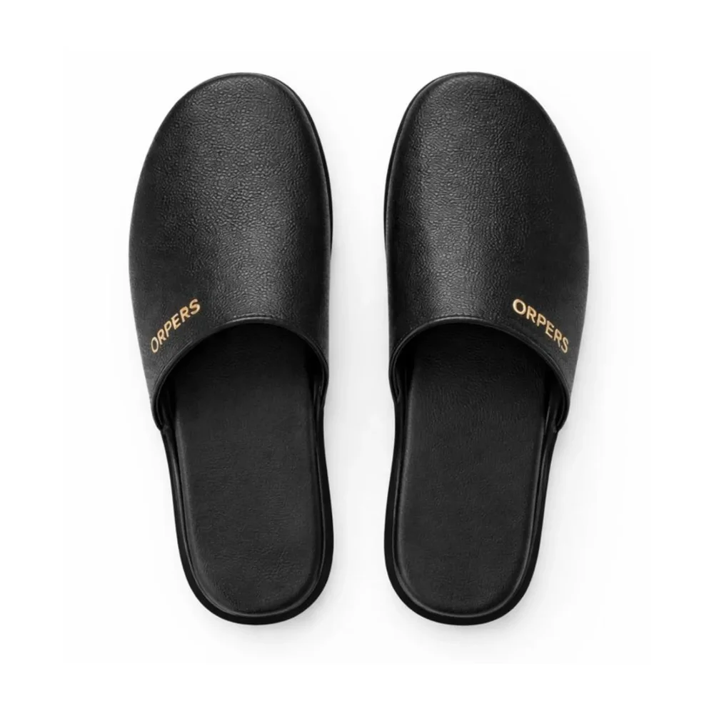 ORPERS Men's Black Synthetic Leather Slip-On Mule Slippers Size 10 - Footwear, Bags & Leather Goods by Axus Align