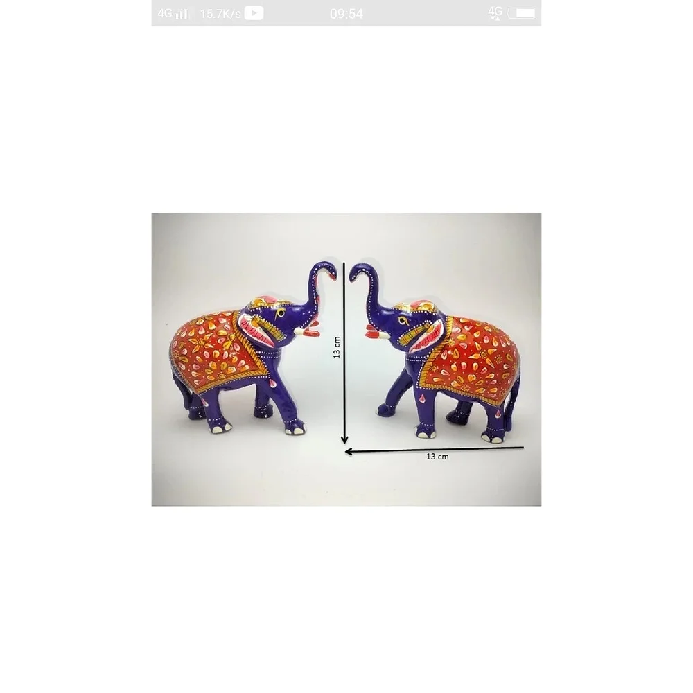 Blue Metal Elephant Statue for Interior Decor - Home & Kitchen by Lav Craft