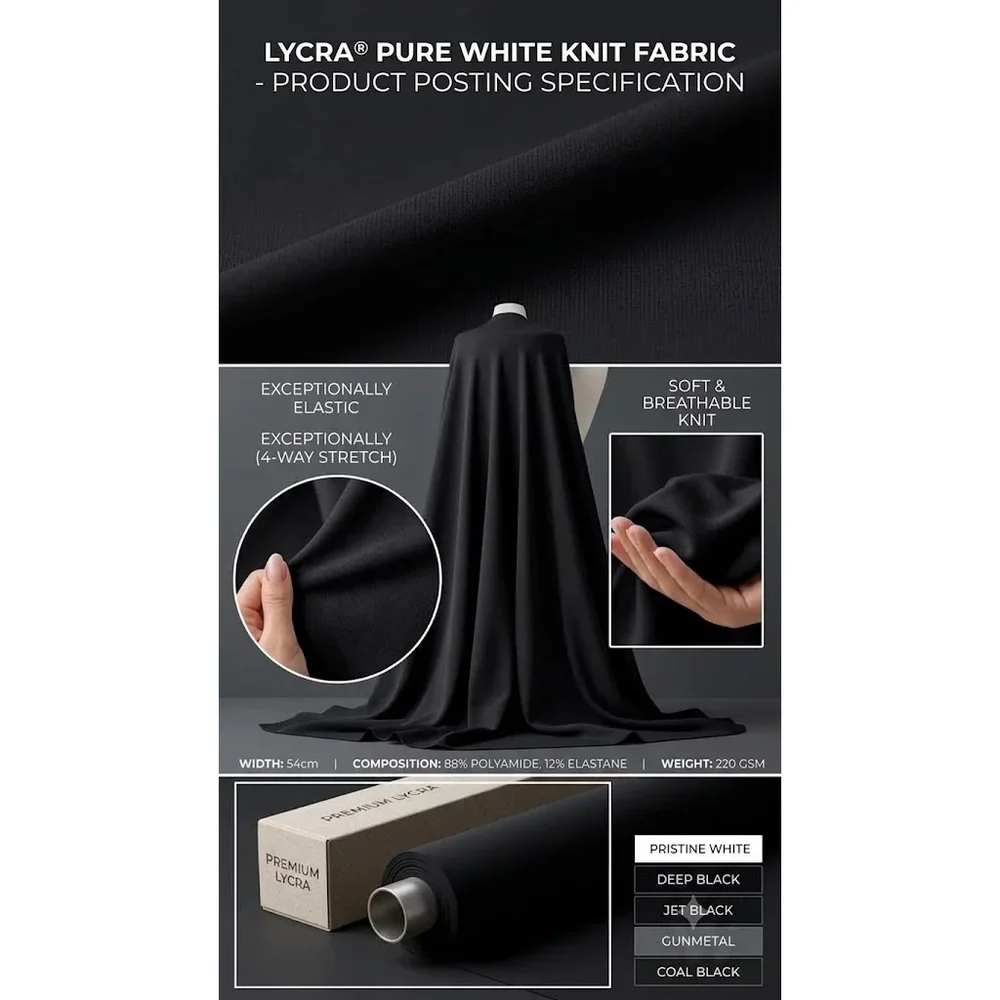 Black Lycra Knit Fabric - Textiles & Apparel by Tex India