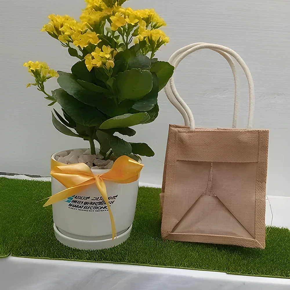 Yellow Flowering Plant in Ceramic Pot - Food & Agriculture by Cerra and Terra Home Decor