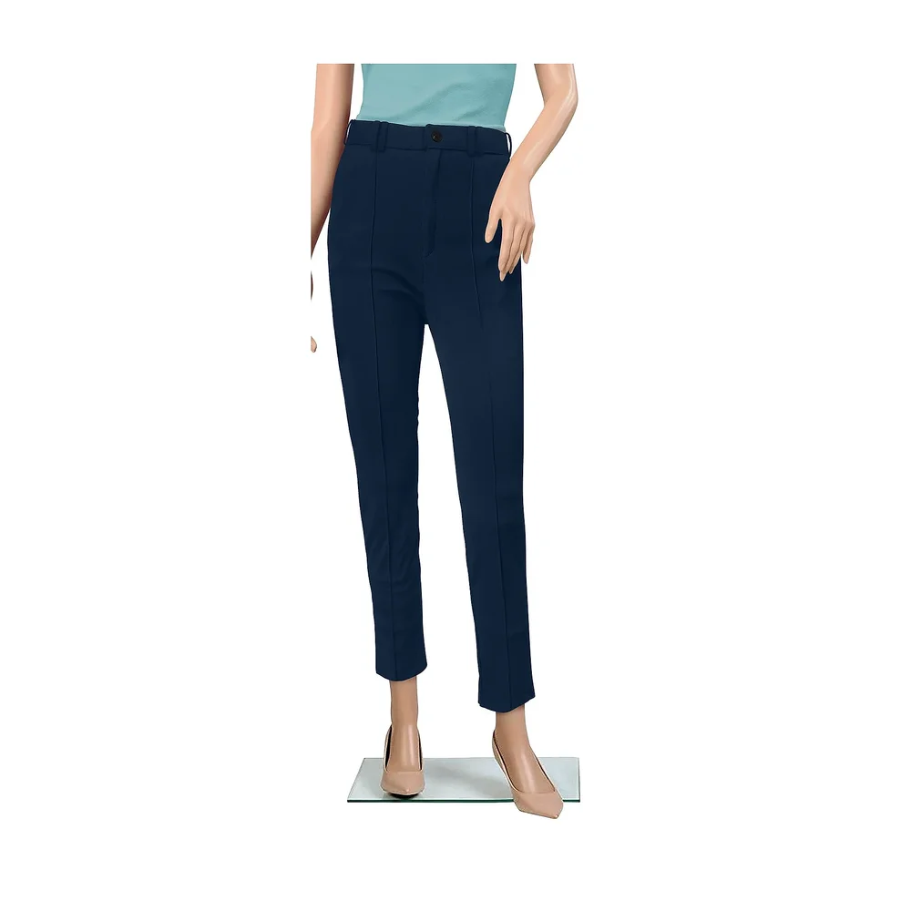 Women's Navy Blue Polyester Trousers - Textiles & Apparel by Cara Exim