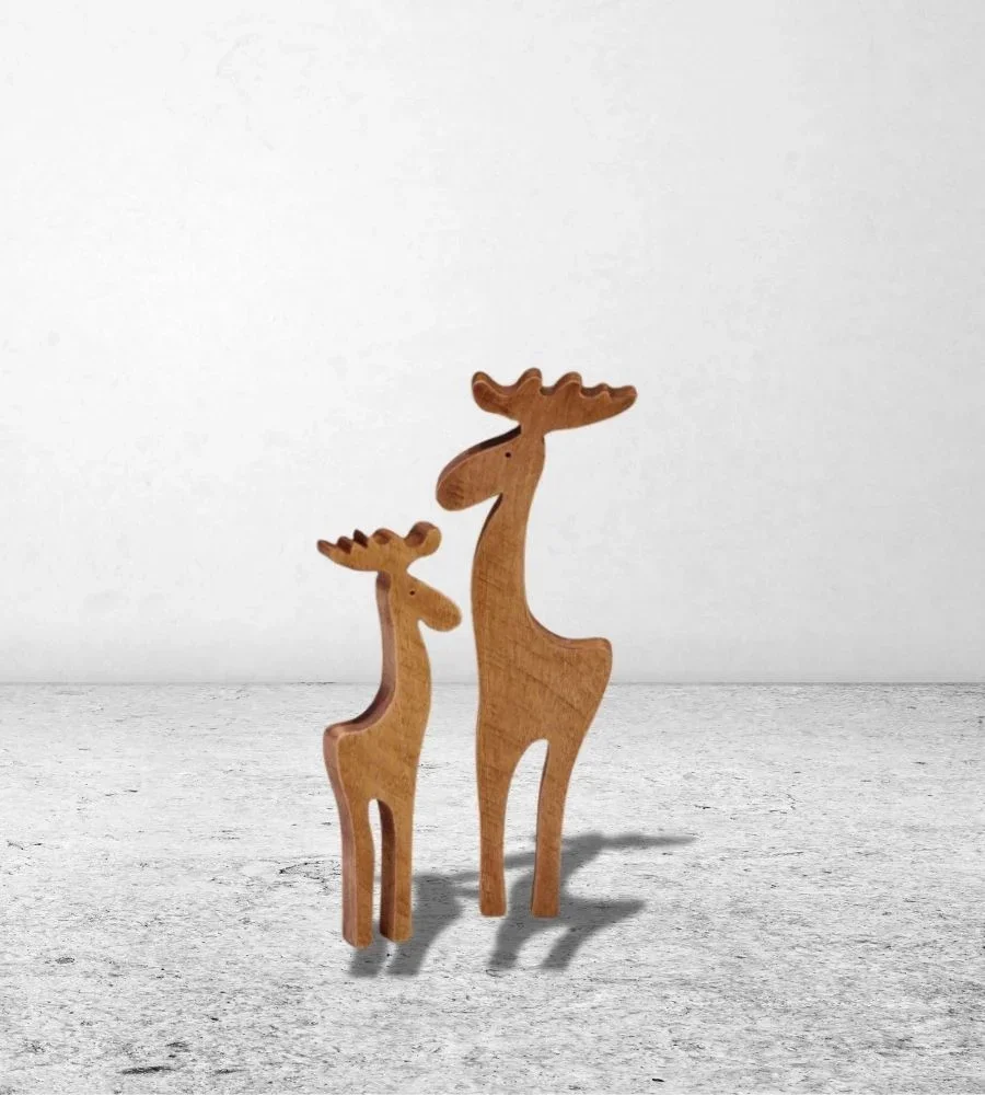 Wooden Christmas Reindeer Figurines - Home & Kitchen by Razvi Exports