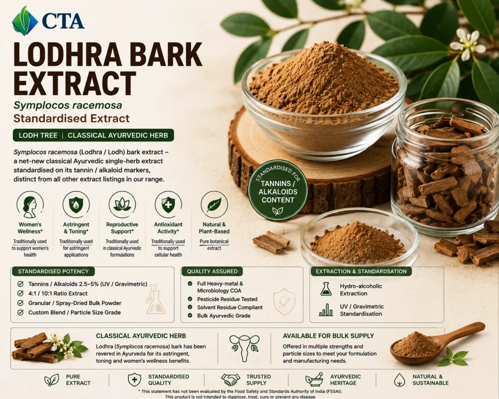 Lodhra Bark Powder Extract 10% Tannins - Chemicals & Raw Materials by Central Trade Agency Pvt. Ltd.