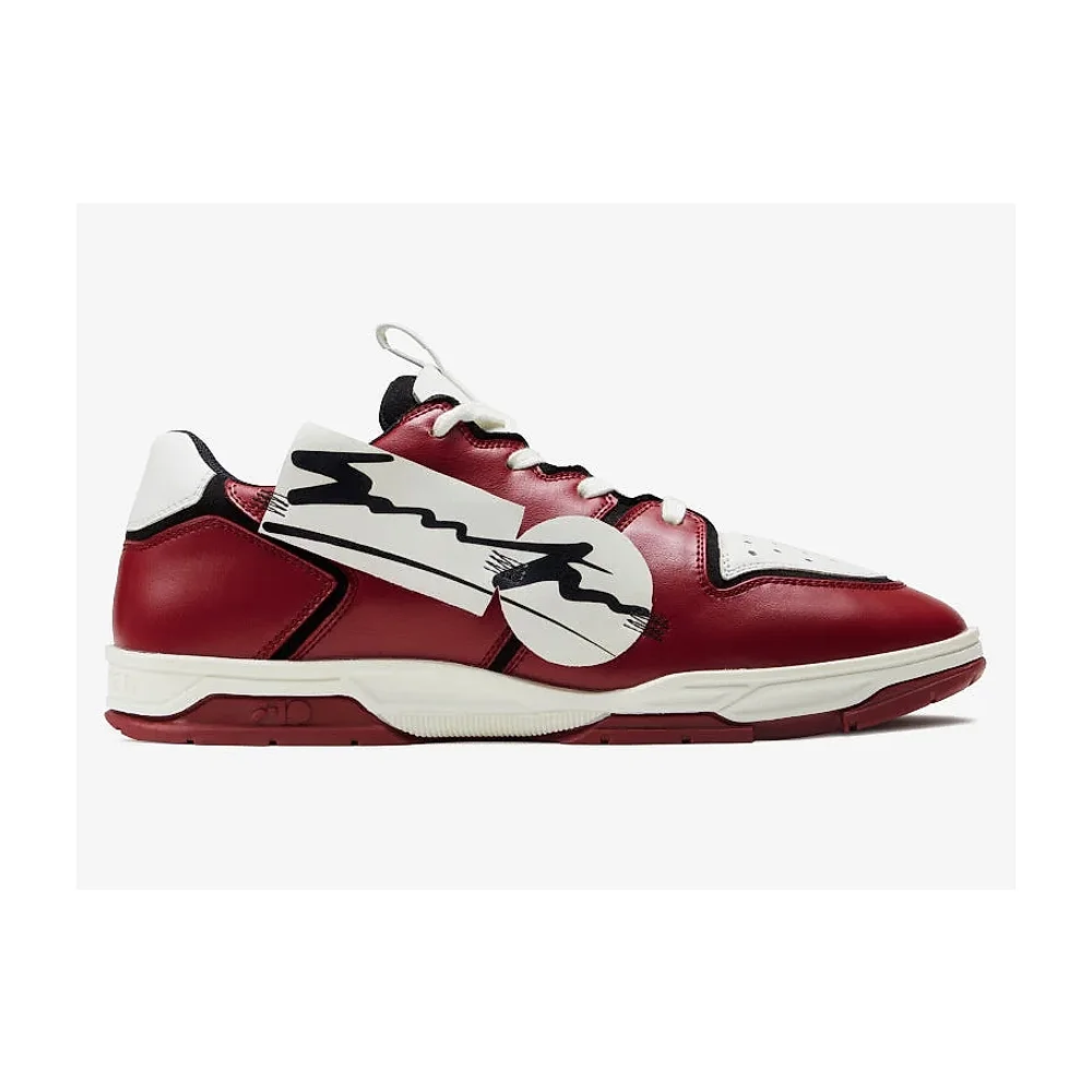 Red White Applique Low-Top Canvas Sneaker - Footwear, Bags & Leather Goods by Disruptive Fashion Pvt. Ltd.