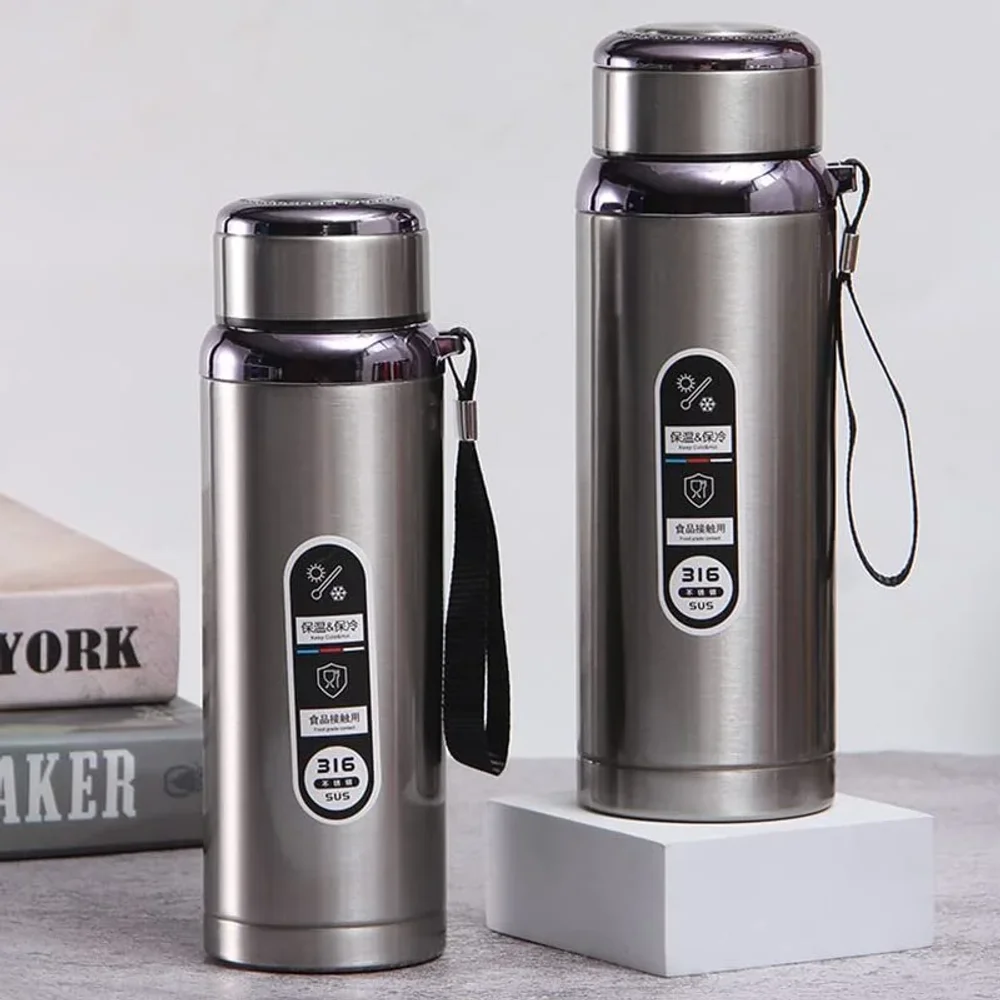 1000 Ml Insulated Water Bottle, Stainless Steel Double Wall Vacuum Bottle With Cup Lid - Home & Kitchen by Ibni Pvt. Ltd.