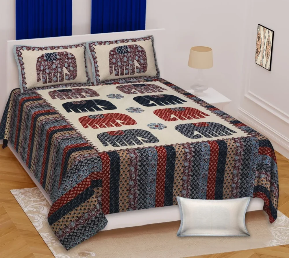 Barmeri Print Cotton King Size Bedsheet - Textiles & Apparel by Shriex Enterprises