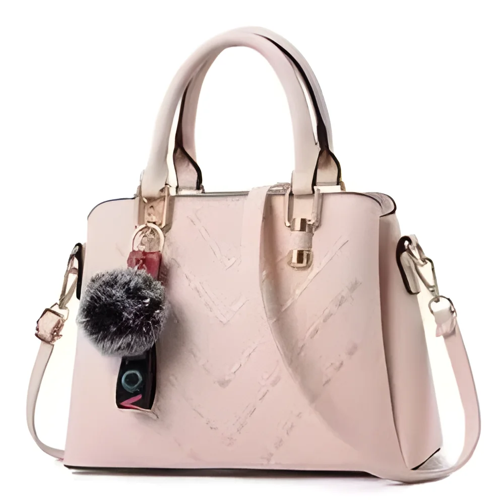 Soft Pastel Pink Satchel with V-Pattern Embroidery - Footwear, Bags & Leather Goods by Aaditya Traders