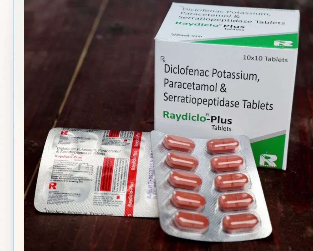 Diclofenac Potassium Paracetamol Serratiopeptidase Tablets - Healthcare & Medical by Raytheon Pharmaceuticals