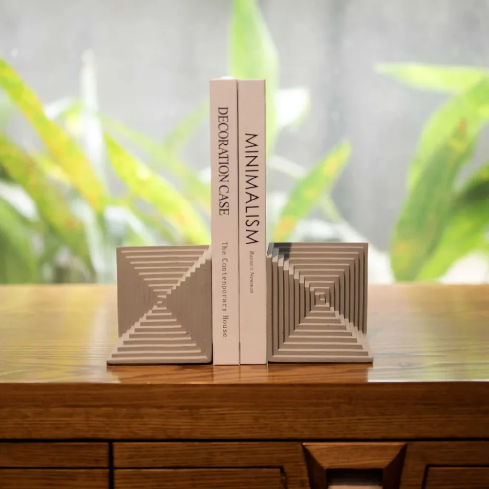 Neutral Grey Endless Stair Bookends Set - Home & Kitchen by Wooden Owl Design Pvt. Ltd.
