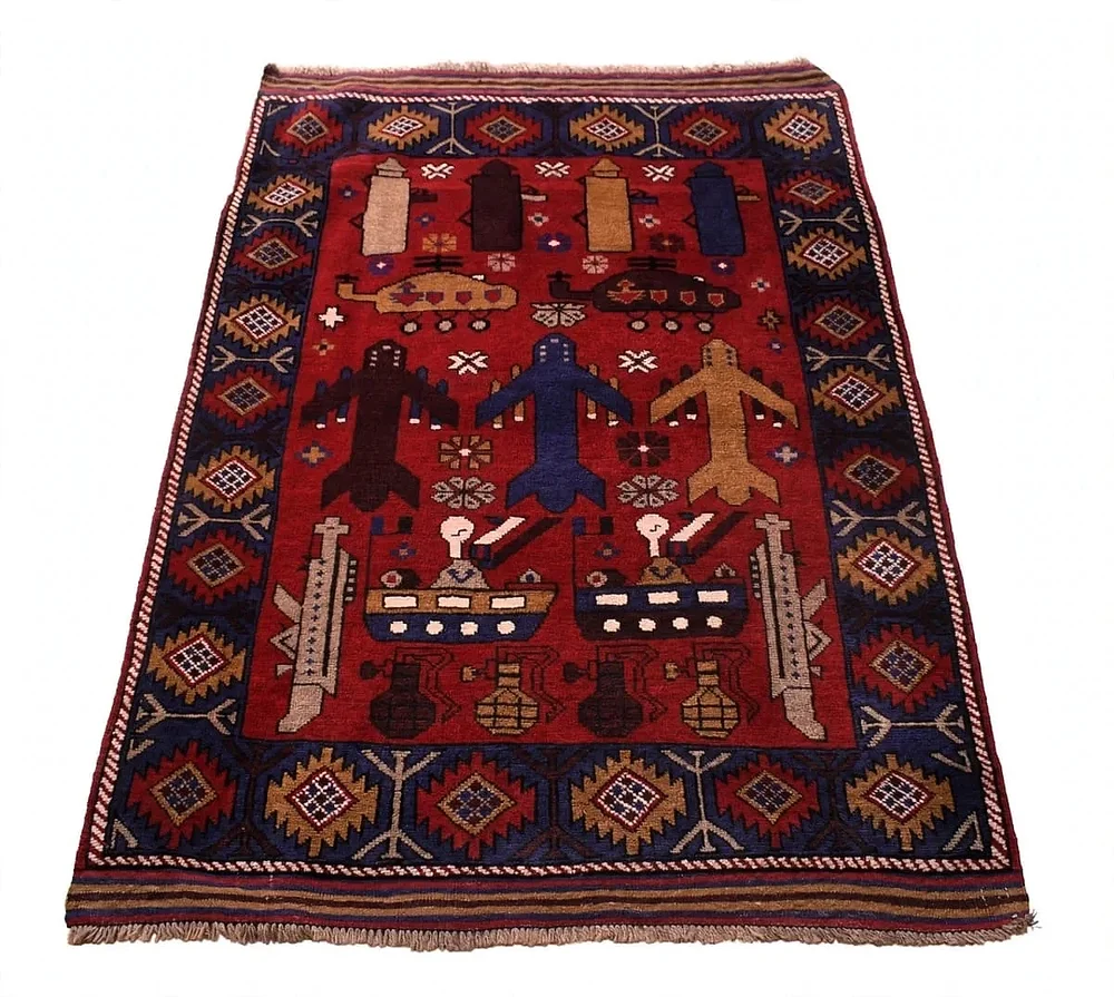 Afghan Hand-Knotted Wool Pictorial Rug - Handicrafts & Gifts by Indflying