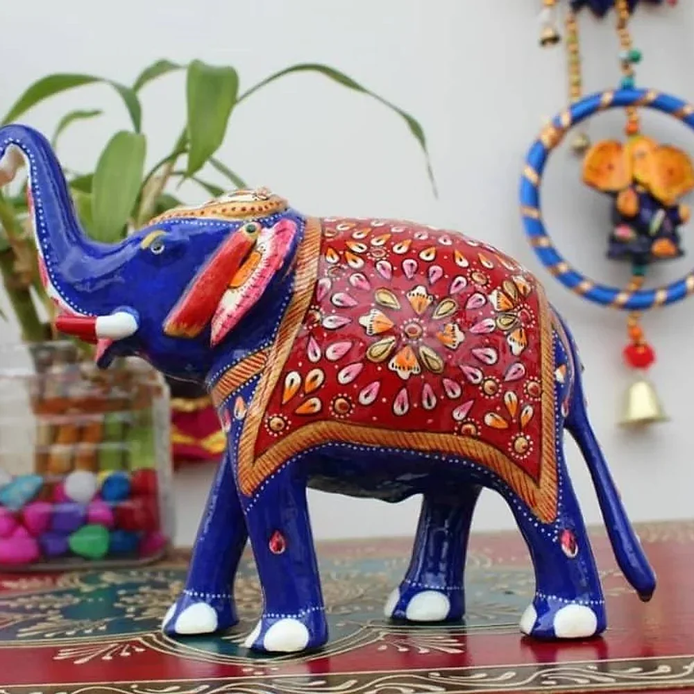 Handmade Metal Elephant Statue for Interior Decor - Home & Kitchen by Lav Craft