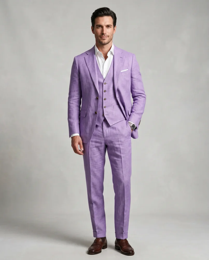 Linen Three-Piece Suit, Custom Size - Textiles & Apparel by G M Apparels