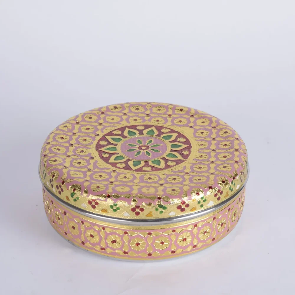 Minakari Pappad Dabba, 8-inch, Traditional Indian Design - Home & Kitchen by Deewin Dreamz