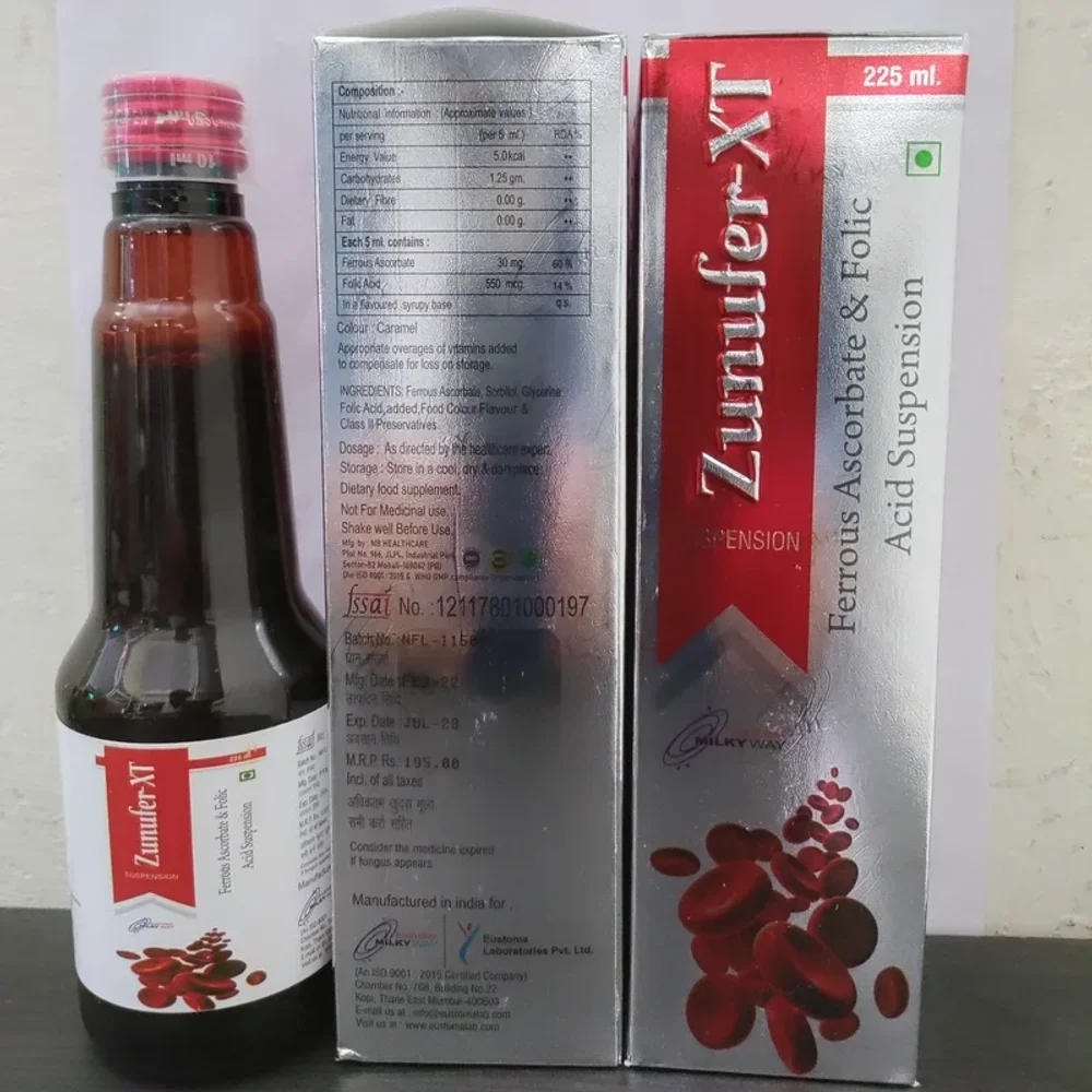 Zunufer-xt Syrup 22ml (ferrous Fumarate 30mg and Folic Acid 550mcg.) - Healthcare & Medical by Eustoma Laboratories Pvt. Ltd.
