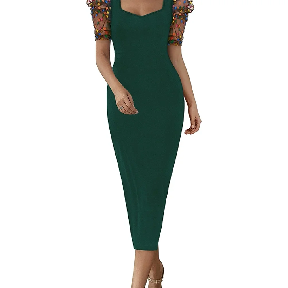 Women's Bodycon Dress, Green, Size L - Textiles & Apparel by Cara Exim