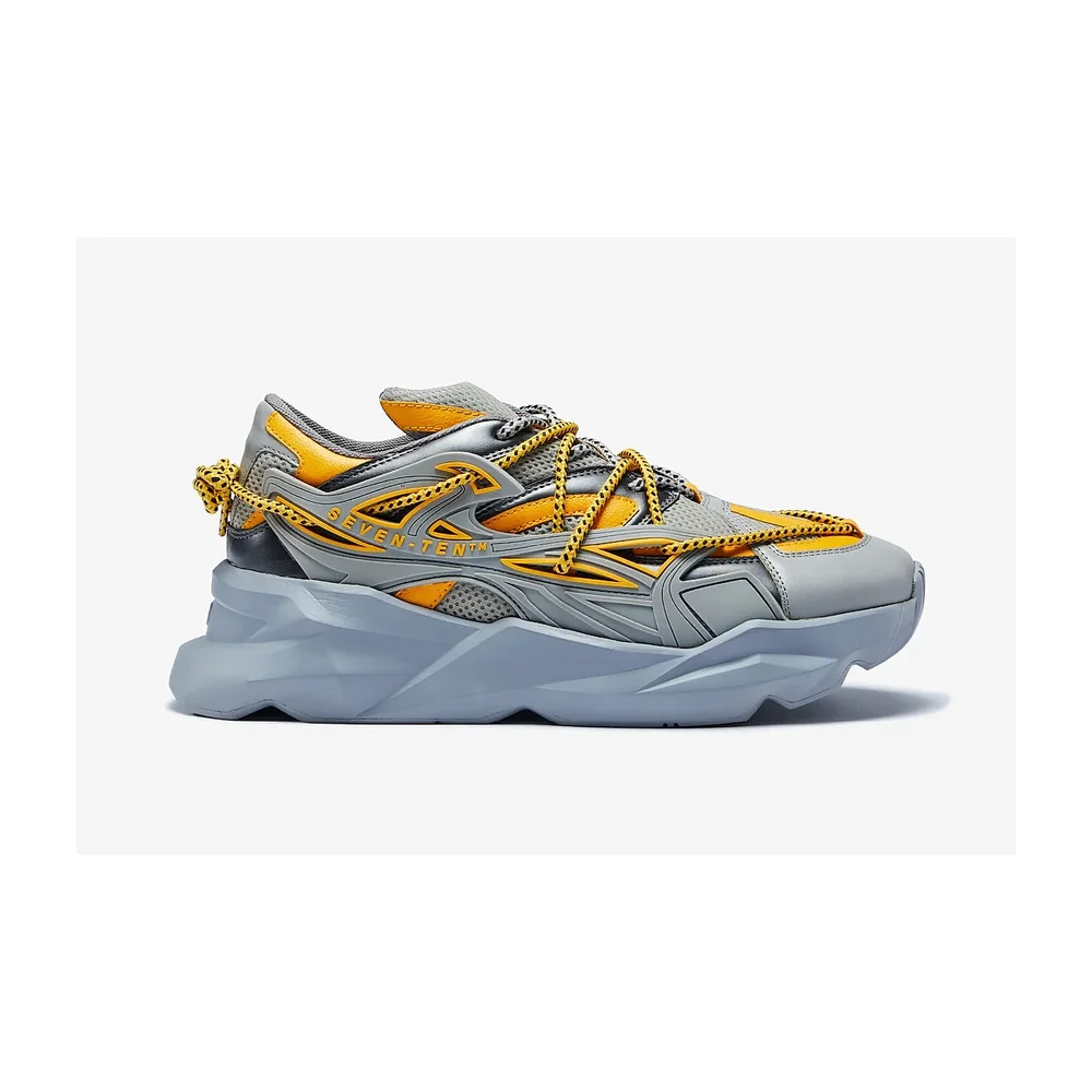 Canary Yellow Color-Blocked Low-Top Chunky Sneakers - Footwear, Bags & Leather Goods by Disruptive Fashion Pvt. Ltd.