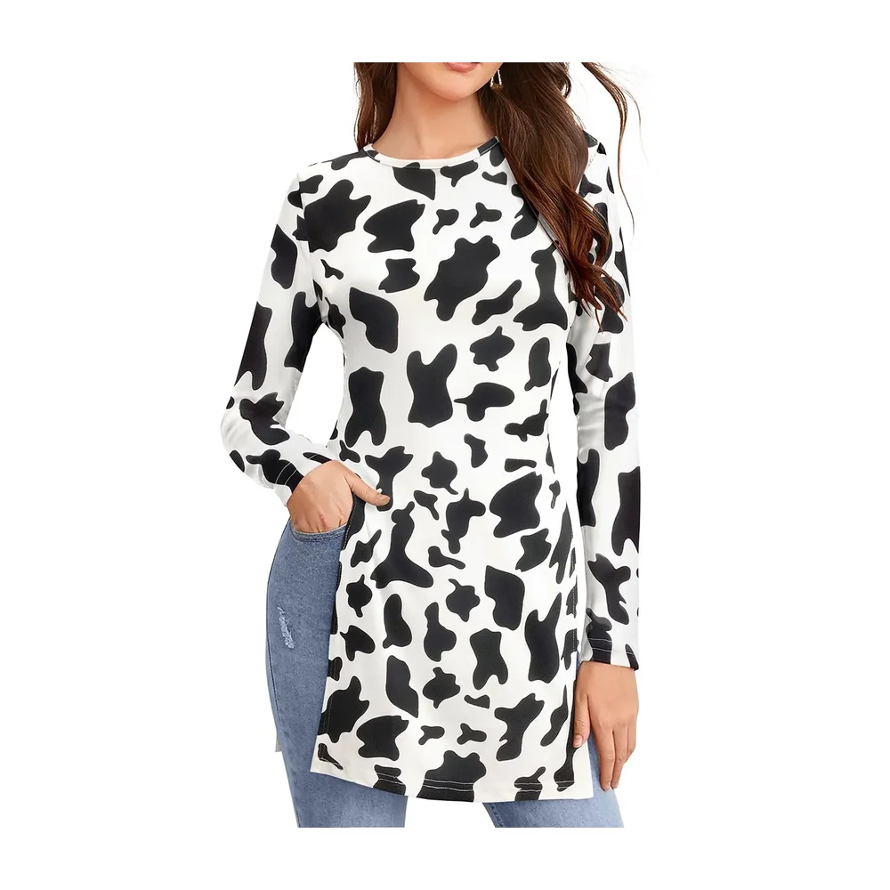 White Animal Print Tunic, Size L - Textiles & Apparel by Cara Exim