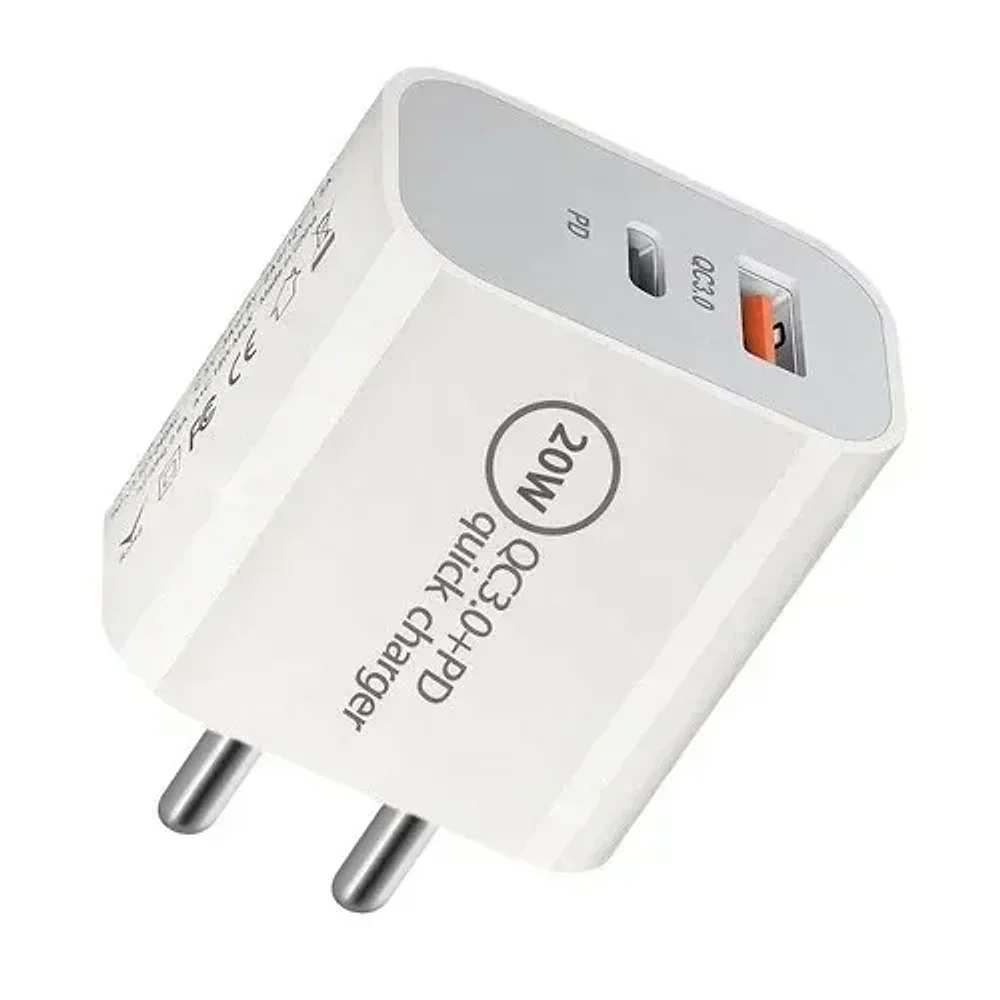 20W PD QC3.0 Dual Port USB Wall Charger for India - Electronics & Electrical by Syncore Technologies