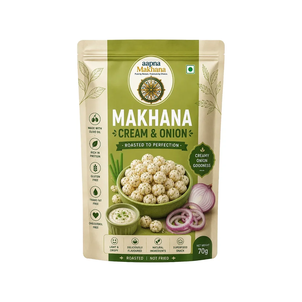Cream & Onion Roasted Makhana Snacks - Food & Agriculture by Salutary Food and Beverages India Pvt. Ltd.