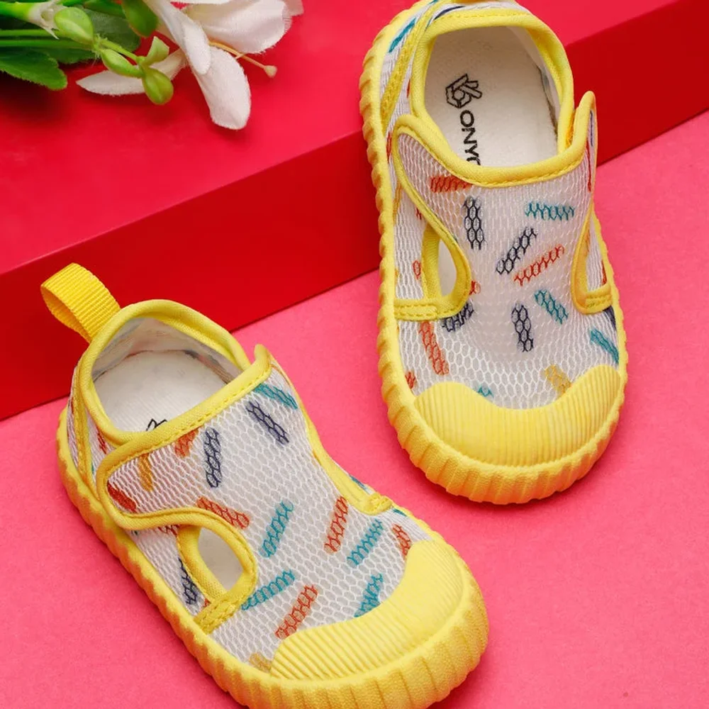 Unisex Toddler Walking Shoes - White & Yellow - Footwear, Bags & Leather Goods by Parmar Brothers