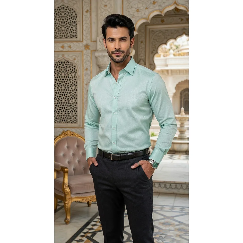 Men's Slim-Fit Diamond-Weave Shirt - Textiles & Apparel by G M Apparels