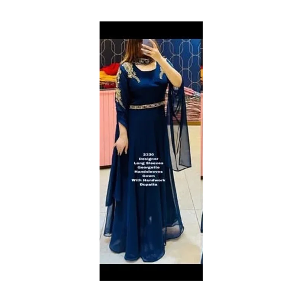 Rayon Anarkali Gown with Georgette Dupatta - Textiles & Apparel by Hiban Collection